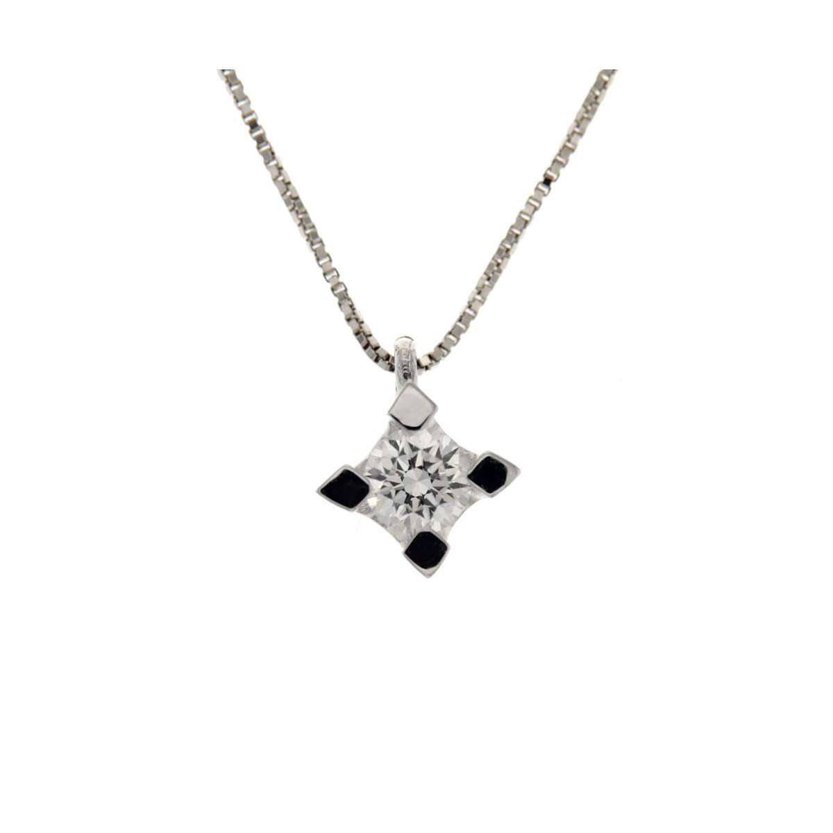 Collana  punto luce oro bianco diamante carati 0,40 G-VS1