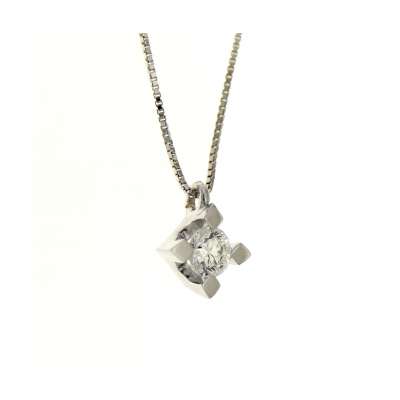 Collana  punto luce oro bianco diamante carati 0,40 G-VS1