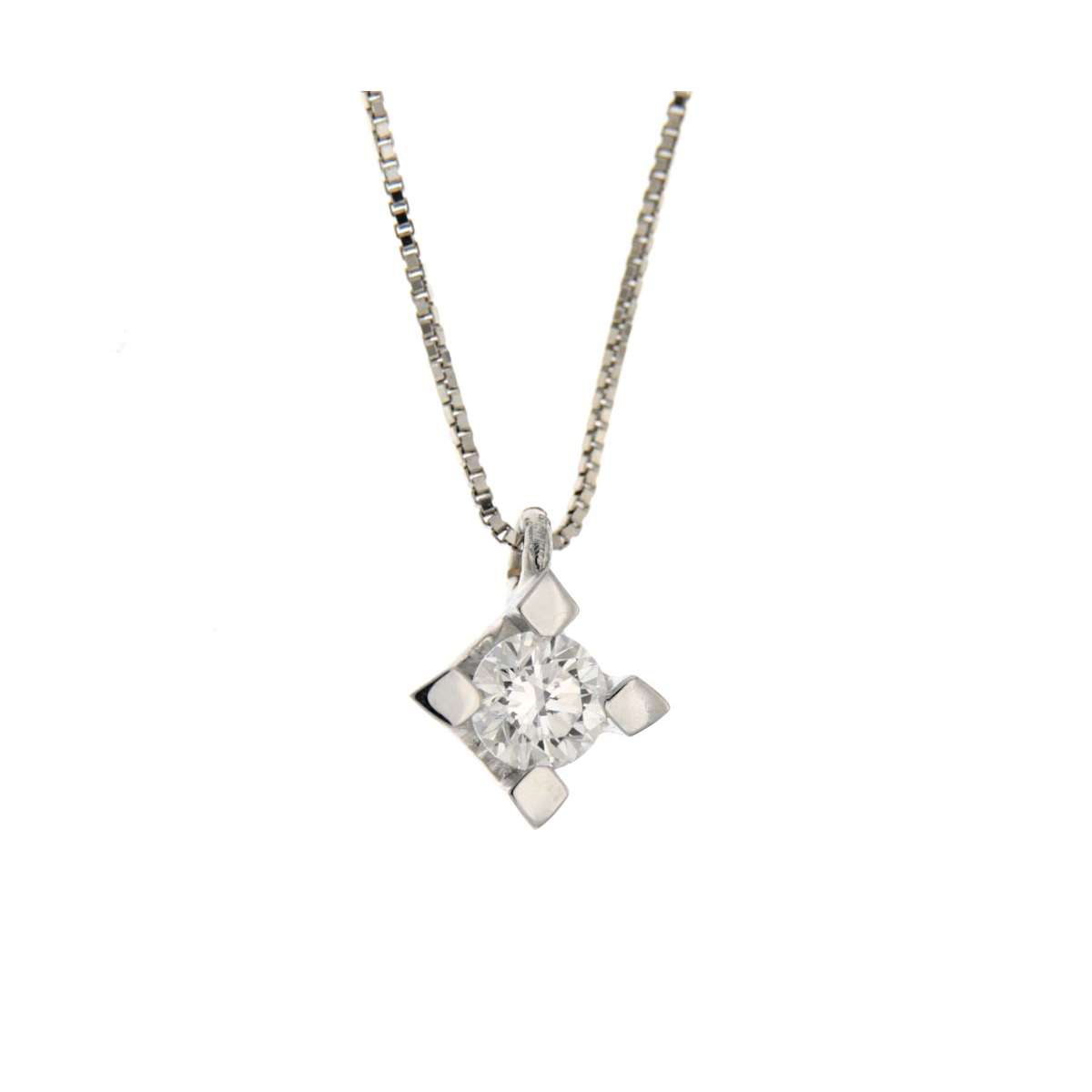 Collana  punto luce oro bianco diamante carati 0,40 G-VS1