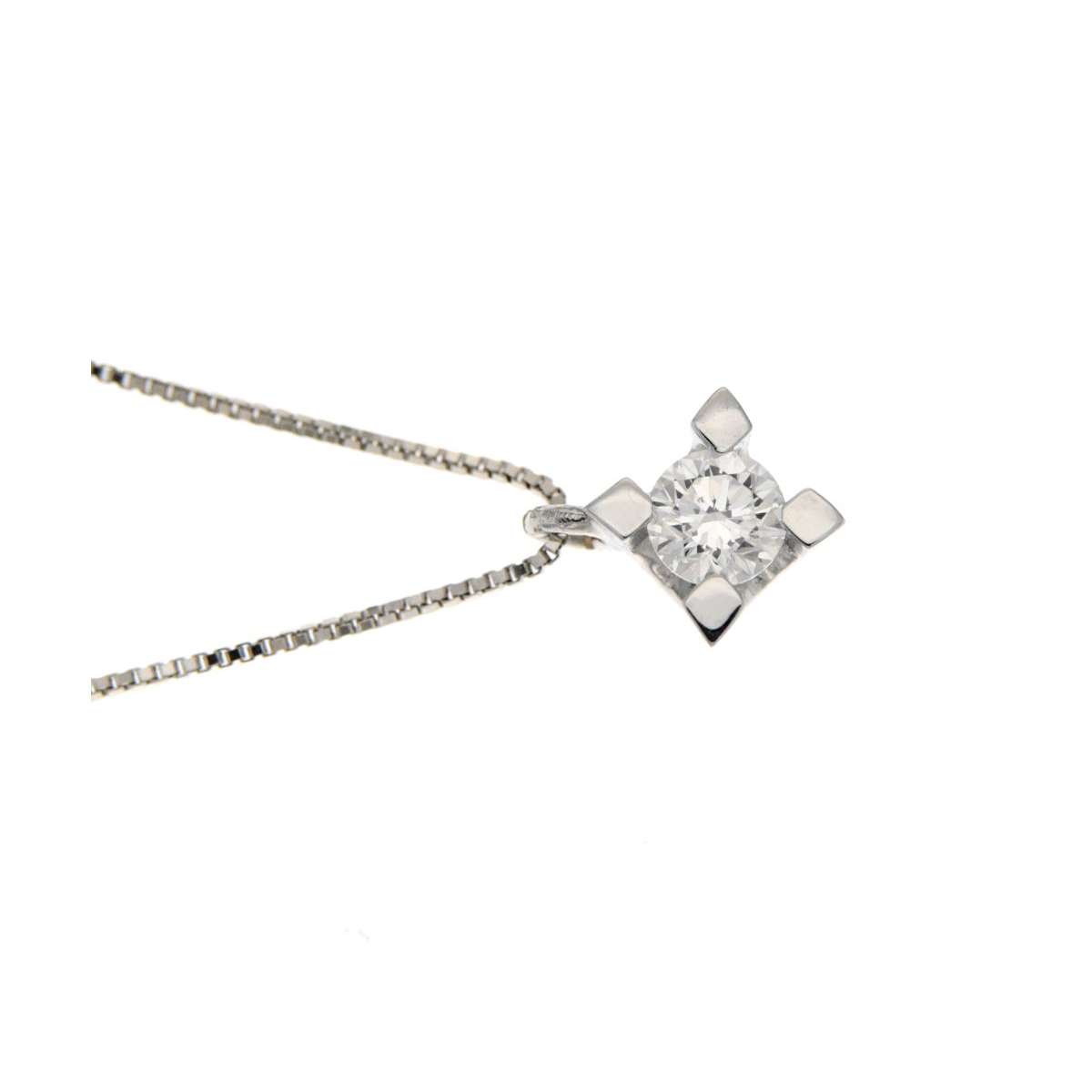 Collana  punto luce oro bianco diamante carati 0,40 G-VS1