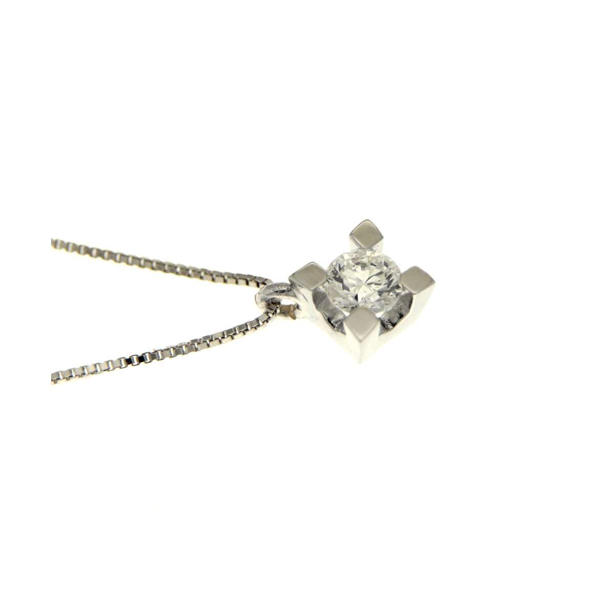 Collana  punto luce oro bianco diamante carati 0,40 G-VS1