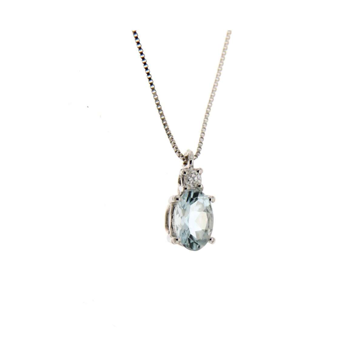 Necklace with pendant 0.40 cts. aquamarine 0.02 carats diamonds G-VS1