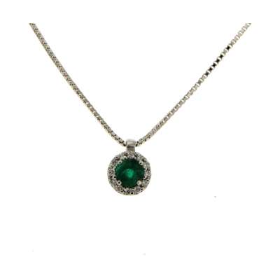 Necklace emerald 0.17 cts. 0.06 carats diamonds G-VS1