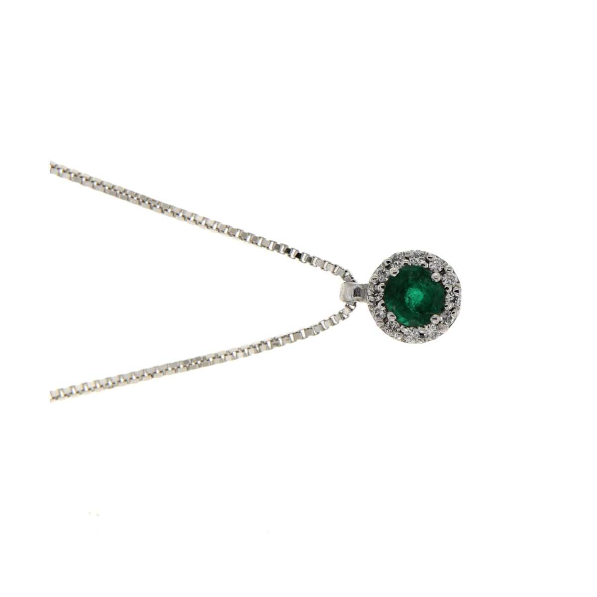 Collana smeraldo carati 0,17 diamanti carati 0,06 G-VS1