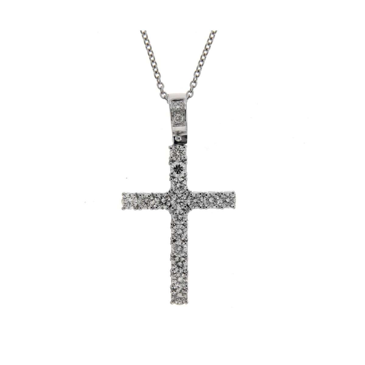 Cross necklace 1.30 carats diamonds G-VS1