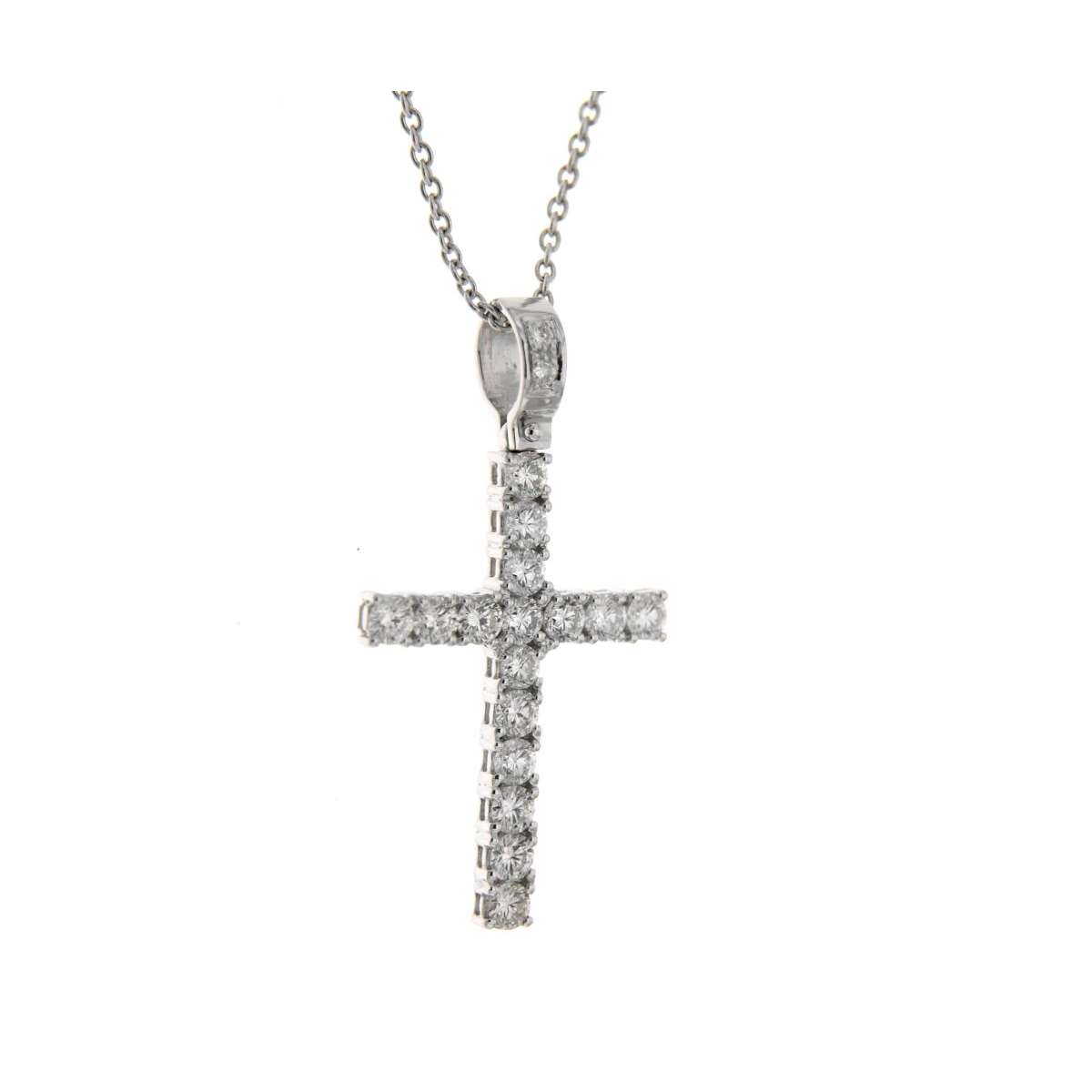 Cross necklace 1.30 carats diamonds G-VS1