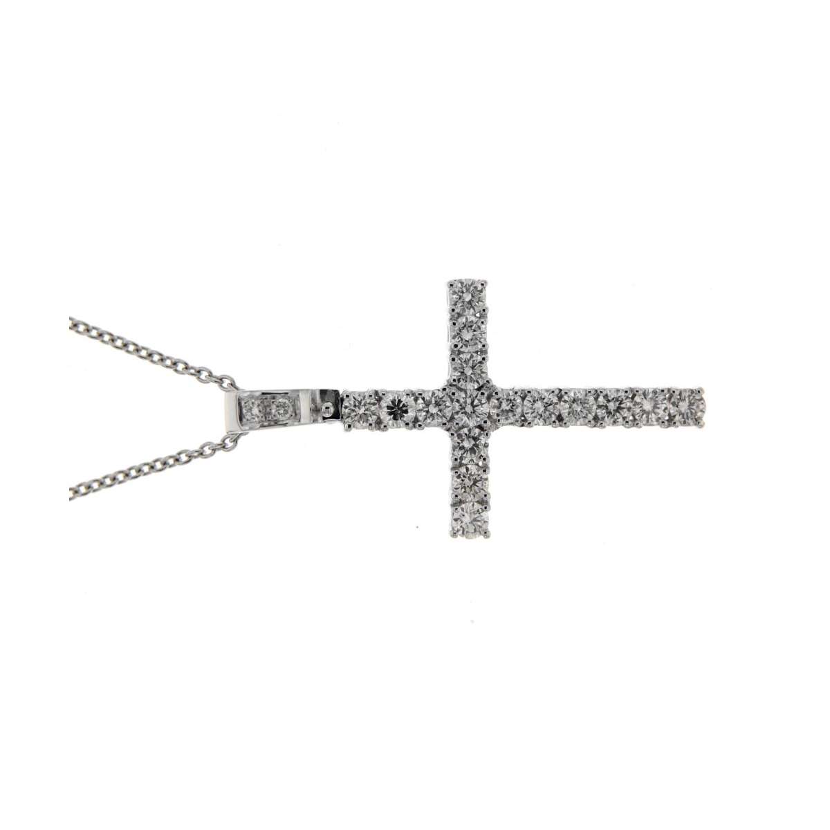 Cross necklace 1.30 carats diamonds G-VS1