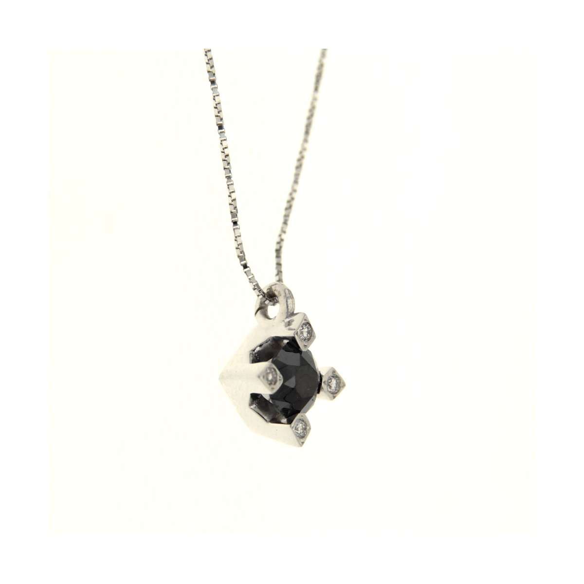  Fancy color black diamond light point necklace ct 0.61 white diamonds ct 0.03 g-vs1