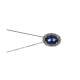 Collana zaffiro blu ovale ct 0,57 diamanti carati 0,12 G-VS1