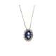 Oval blue sapphire necklace 0.57 ct diamonds 0.12 ct G-VS1
