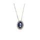 Collana zaffiro blu ovale ct 0,57 diamanti carati 0,12 G-VS1