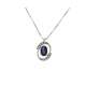 Collana zaffiro blu ovale ct 0,44 diamanti carati 0,06 G-VS1