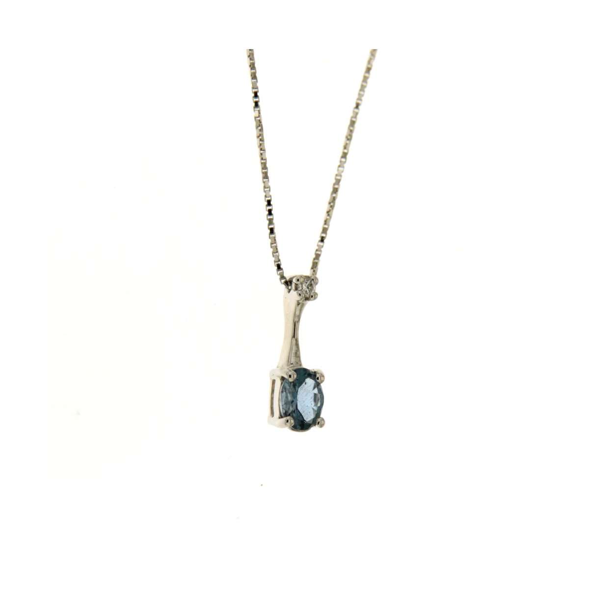 Necklace with pendant 0.30 cts. aquamarine 0.02 carats diamonds G-VS1