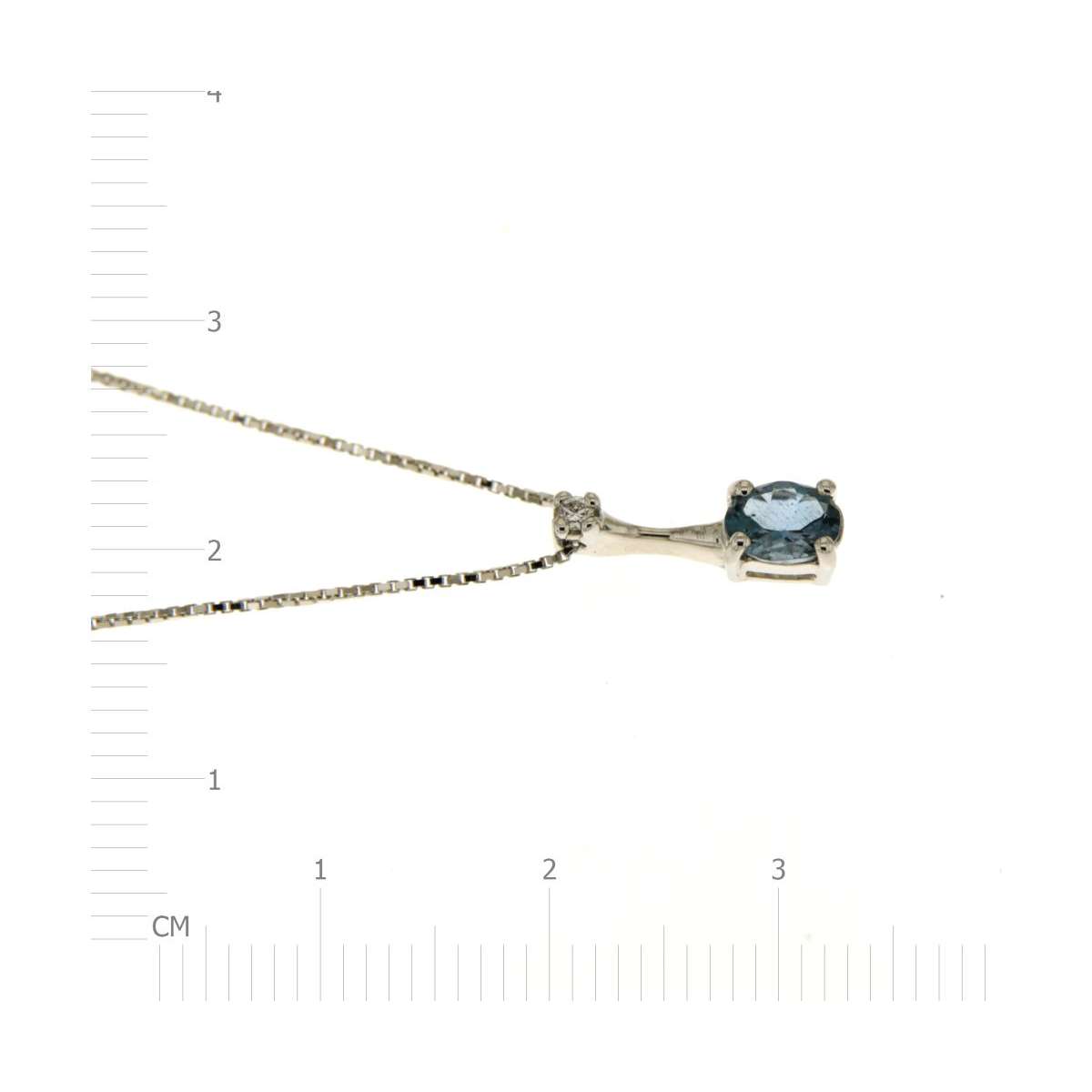 Necklace with pendant 0.30 cts. aquamarine 0.02 carats diamonds G-VS1