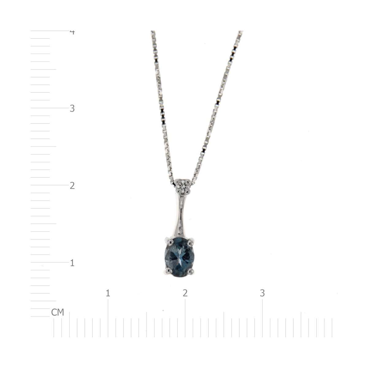 Necklace with pendant 0.30 cts. aquamarine 0.02 carats diamonds G-VS1