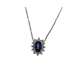 Collana zaffiro blu ovale ct 0,35 diamanti carati 0,12 G-VS1