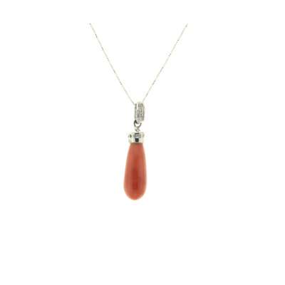 Necklace with coral and diamonds carats 0.001 g-vs1