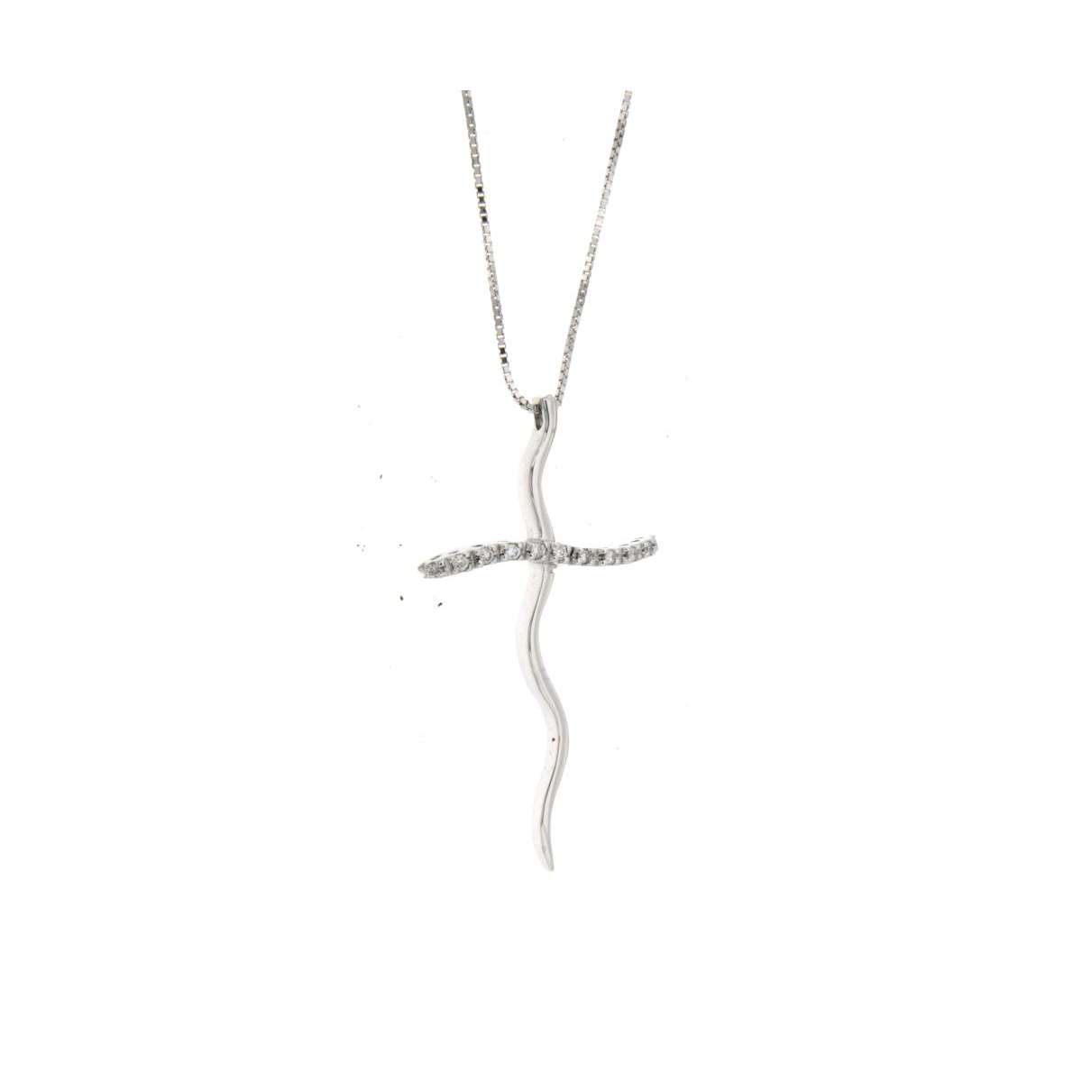 Collana croce con diamanti carati 0,08 G-VS1