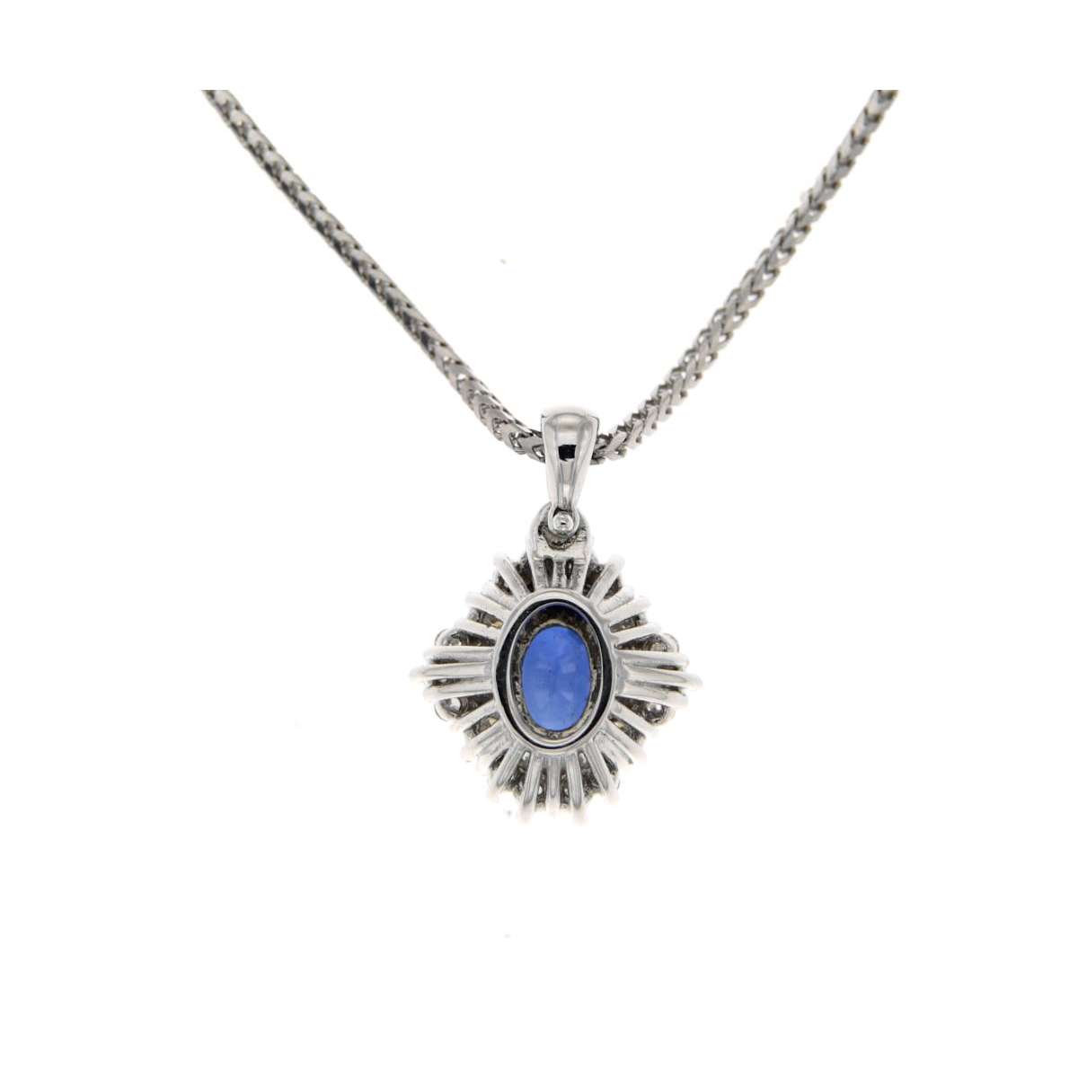 Necklace with blue sapphire ct 1.08 diamonds carat 0.48 G-VS1