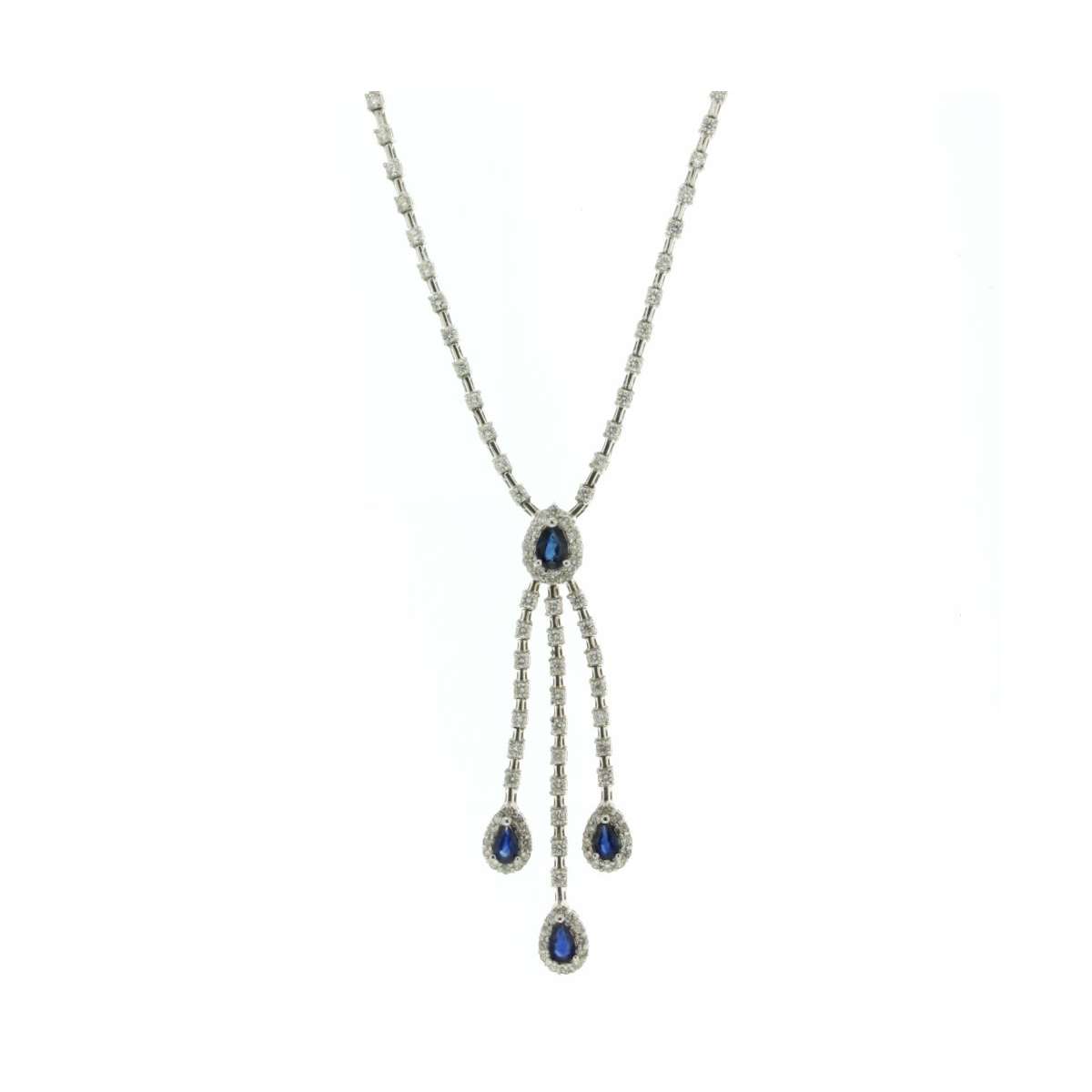 Semi-rigid choker with sapphires and diamonds