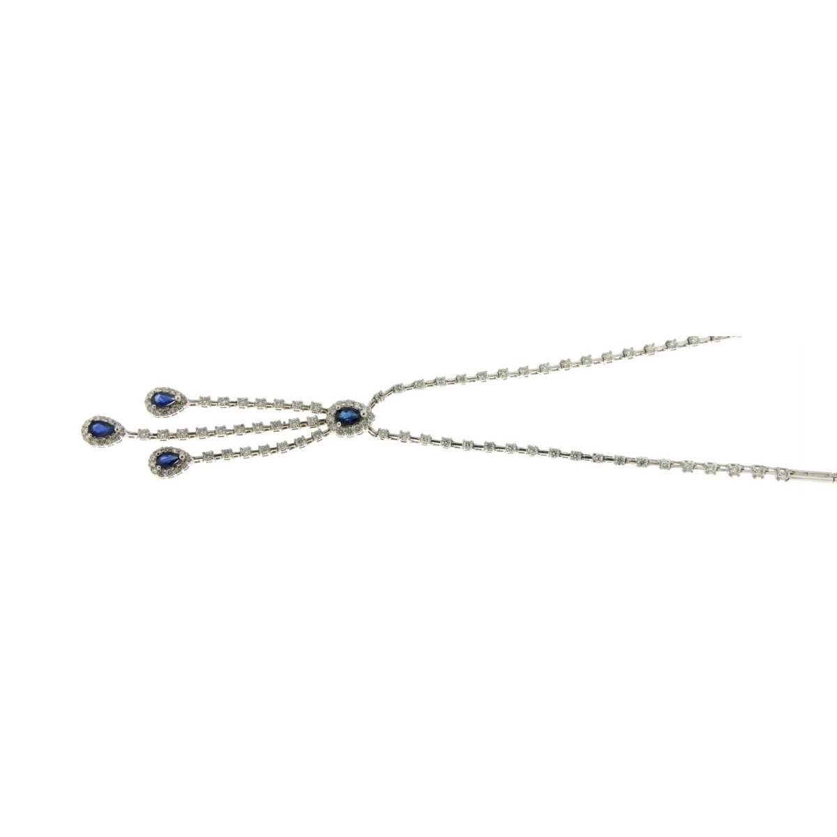 Semi-rigid choker with sapphires and diamonds