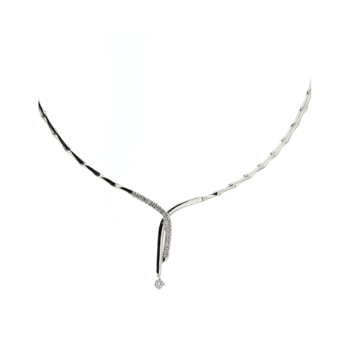 White gold semi-rigid choker diamonds total carats 0.13 G Color VS1 Clarity