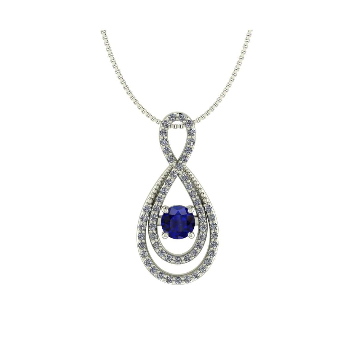 Collana infinito zaffiro blu ct 0.38 diamanti ct 0.21g-vs1