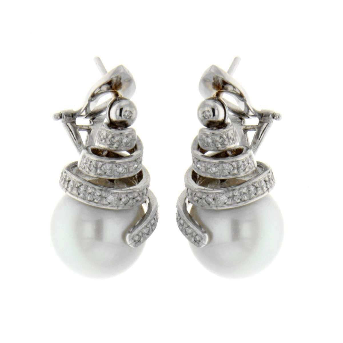 Earrings australian pearls 14 mm 0.30 carats diamonds G-VS1