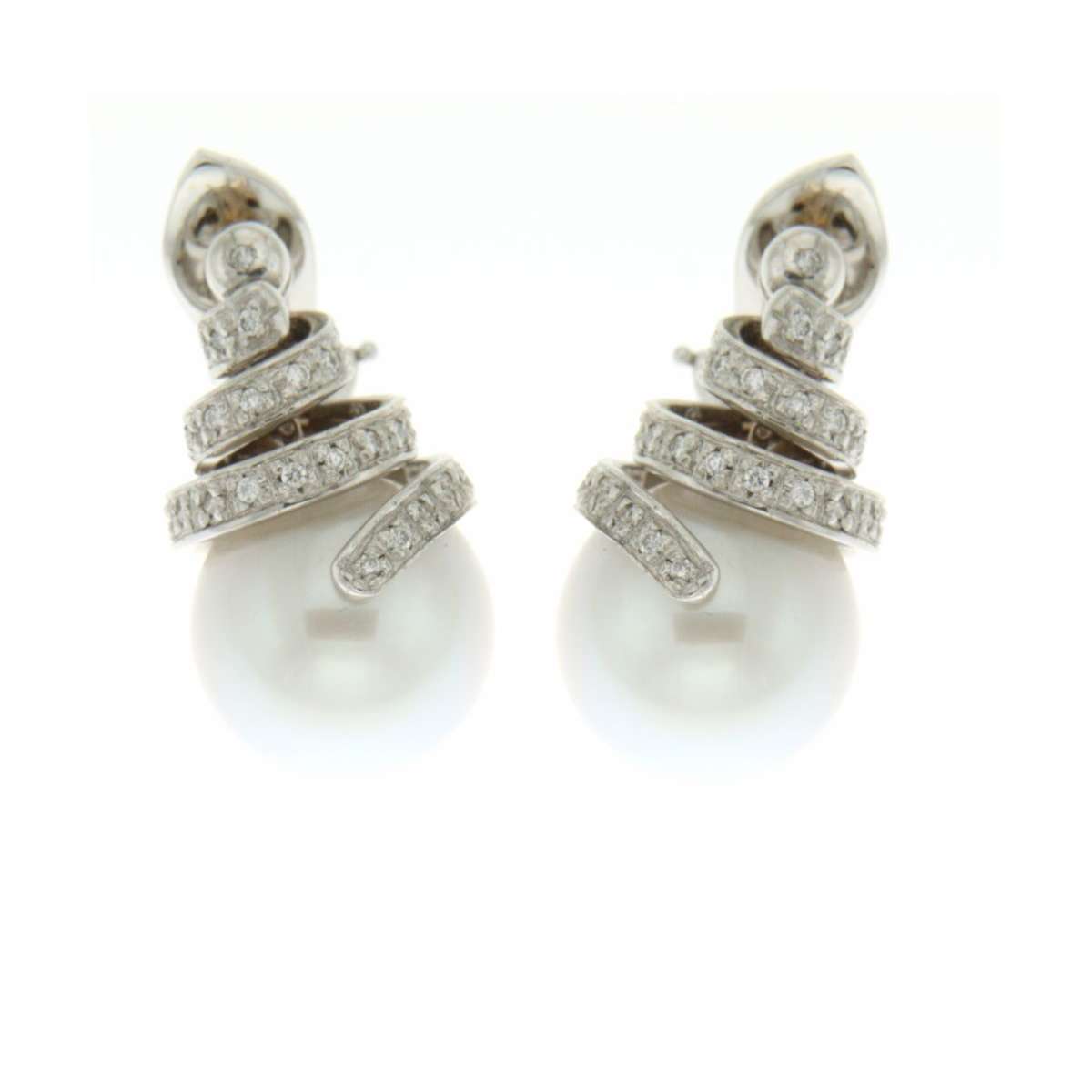 Earrings australian pearls 14 mm 0.30 carats diamonds G-VS1