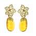 Lost wax casting yellow gold earrings irregular cut amber