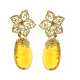 Lost wax casting yellow gold earrings irregular cut amber