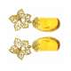 Lost wax casting yellow gold earrings irregular cut amber