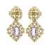 Lost wax casting yellow gold floral earrings amethyst 9.60 cts.