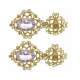 Lost wax casting yellow gold floral earrings amethyst 9.60 cts.