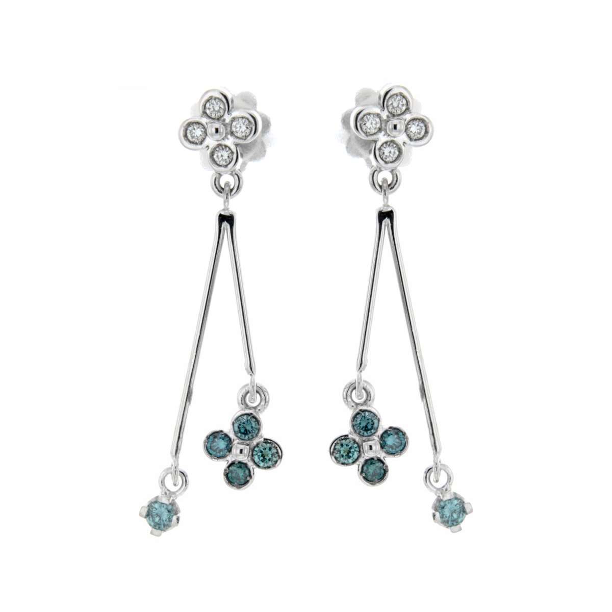 Dangling earrings 0.56 carats top-notch fancy color and white diamonds G-VS1