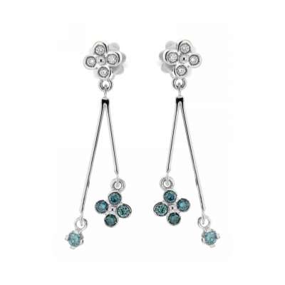 Dangling earrings 0.56 carats top-notch fancy color and white diamonds G-VS1