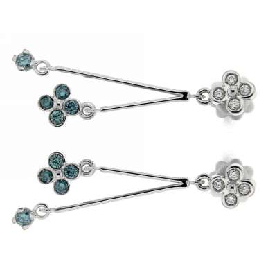 Dangling earrings 0.56 carats top-notch fancy color and white diamonds G-VS1