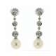 Dangling earrings 0.28 carats diamonds G-VVS1  pearls 7mm