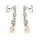 Dangling earrings 0.28 carats diamonds G-VVS1  pearls 7mm