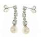 Dangling earrings 0.28 carats diamonds G-VVS1  pearls 7mm