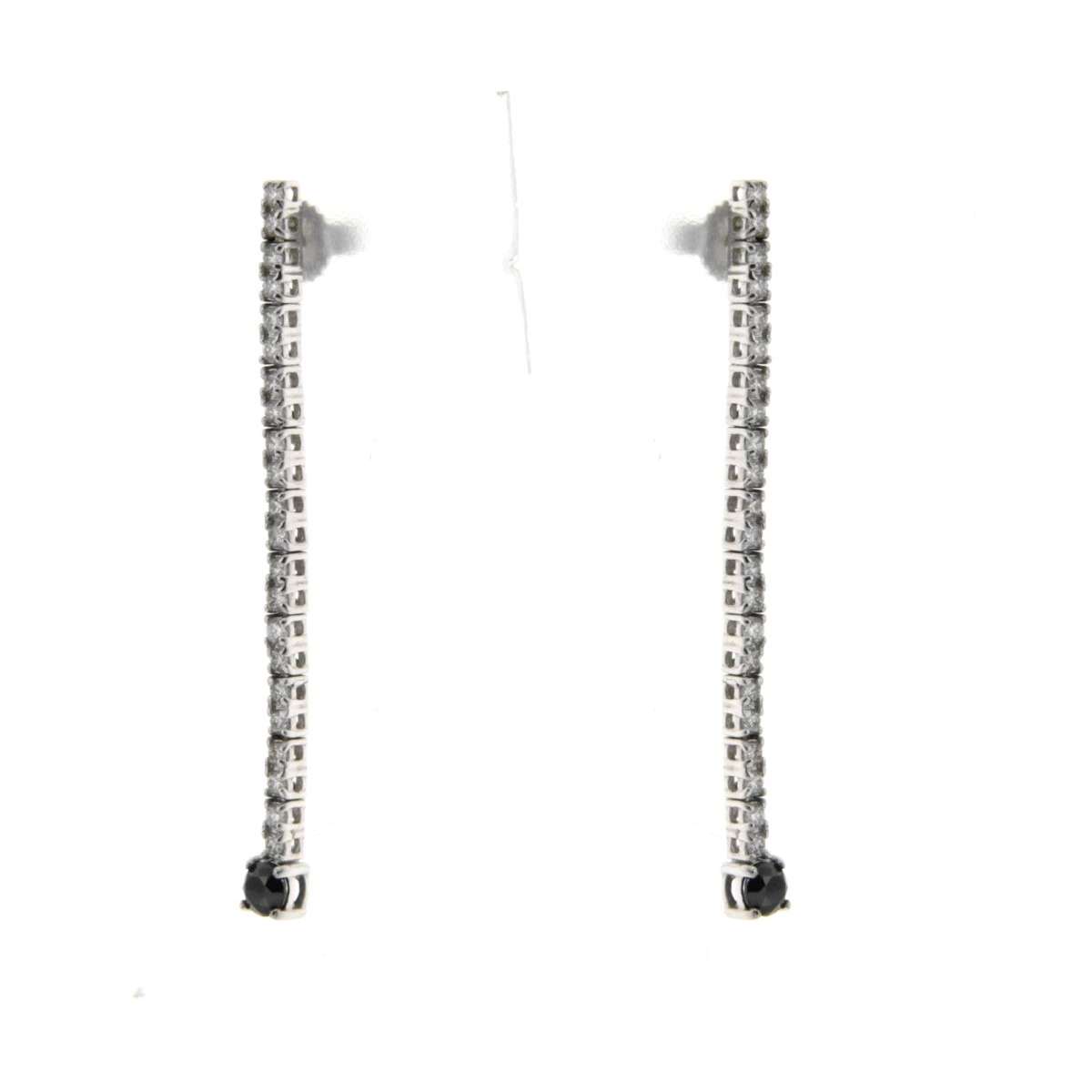 Tennis earrings white and black diamonds G-VS1 0.84 total carats