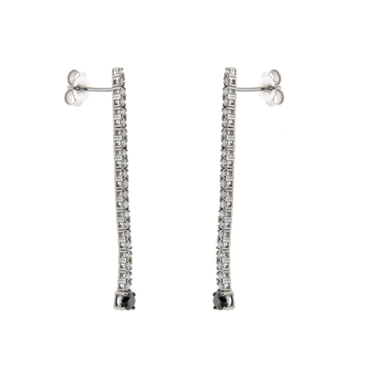 Tennis earrings white and black diamonds G-VS1 0.84 total carats