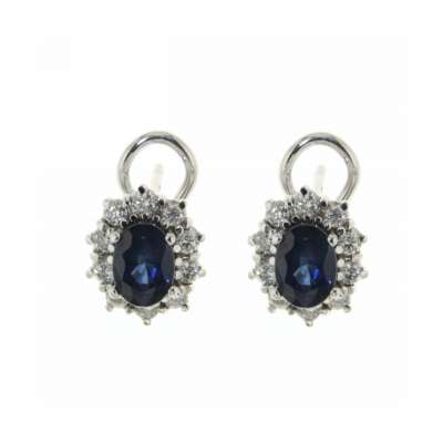 Earrings blue sapphire 2.30 cts. 0.54 ct diamonds G-VS1