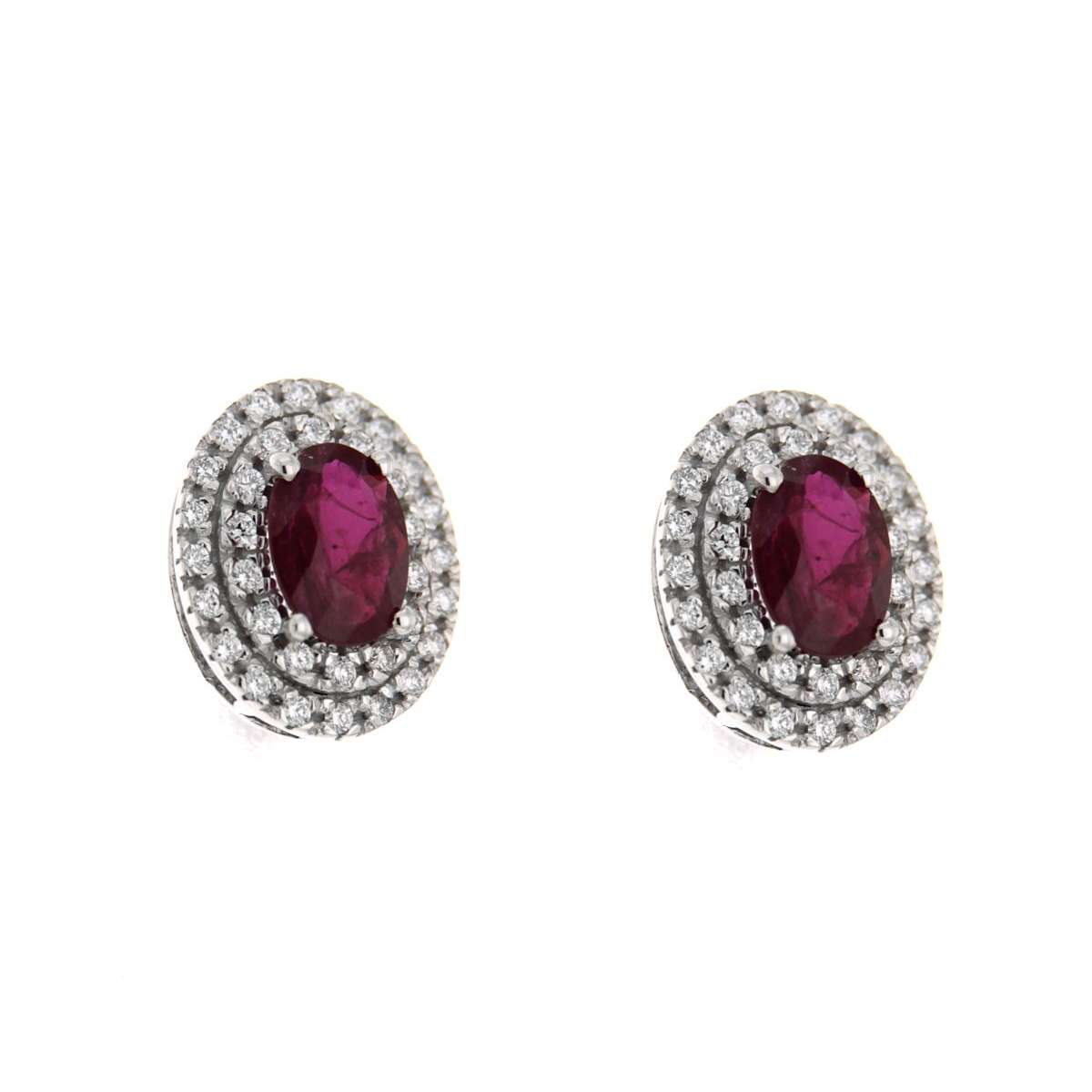 Earrings with 1.44 carat red rubies and 0.40 carat diamonds g-vs1