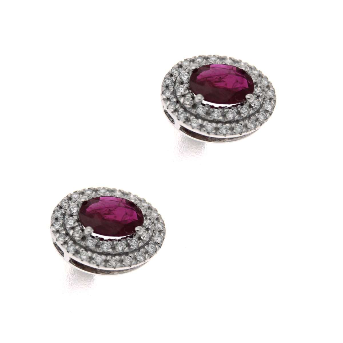 Earrings with 1.44 carat red rubies and 0.40 carat diamonds g-vs1