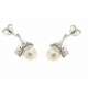 Fancy earrings pearls 7mm 0.06 carats diamonds G-VS1