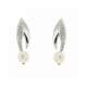 White gold dangling earrings pearls 5mm 0.14 carats diamonds G-VS1  