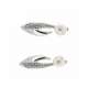 White gold dangling earrings pearls 5mm 0.14 carats diamonds G-VS1  