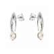 White gold dangling earrings pearls 5mm 0.14 carats diamonds G-VS1  