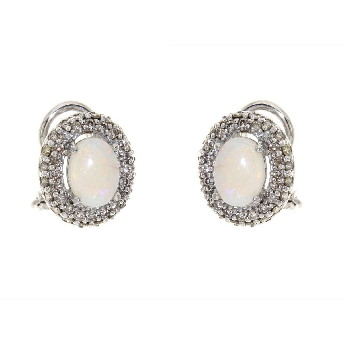 Earrings opal 1.23 cts. 0.80 carats brown diamonds